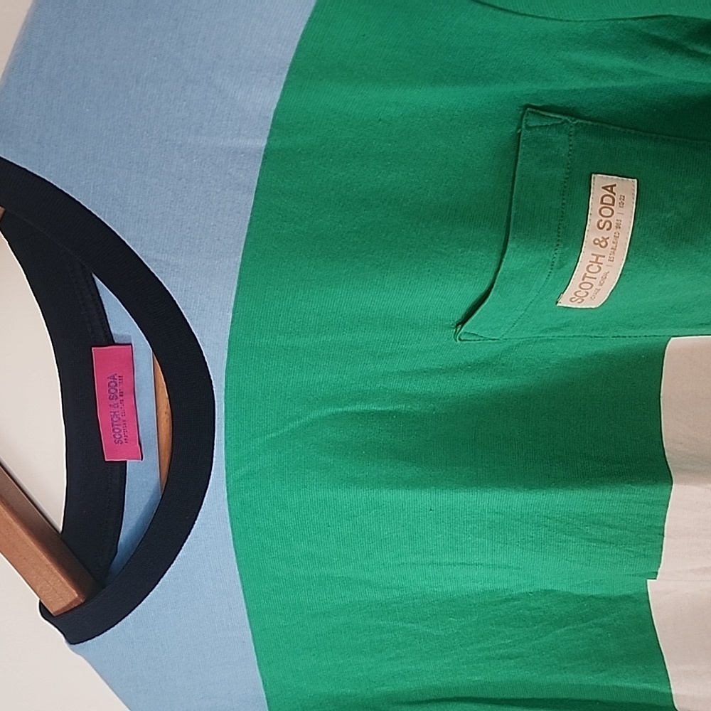 Scotch & Soda Large Color Block Pocket T-Shirt Pe… - image 2